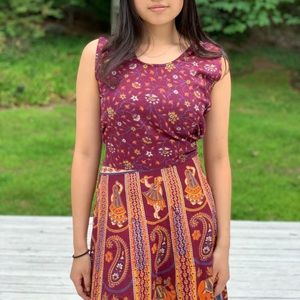 Ethnic Indian Long Purple Cotton Dress w/ colors